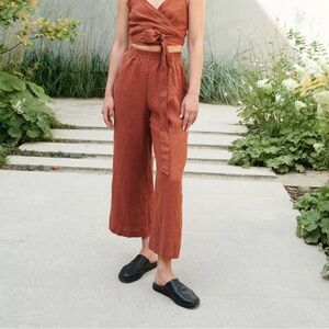 Linenfox Ocean Trousers in Terracotta, Size S